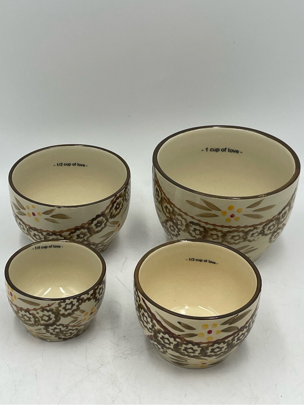 Temp-Tations by Tara “Old World” Ceramic Hand-Painted Nesting Measuring Bowl Set